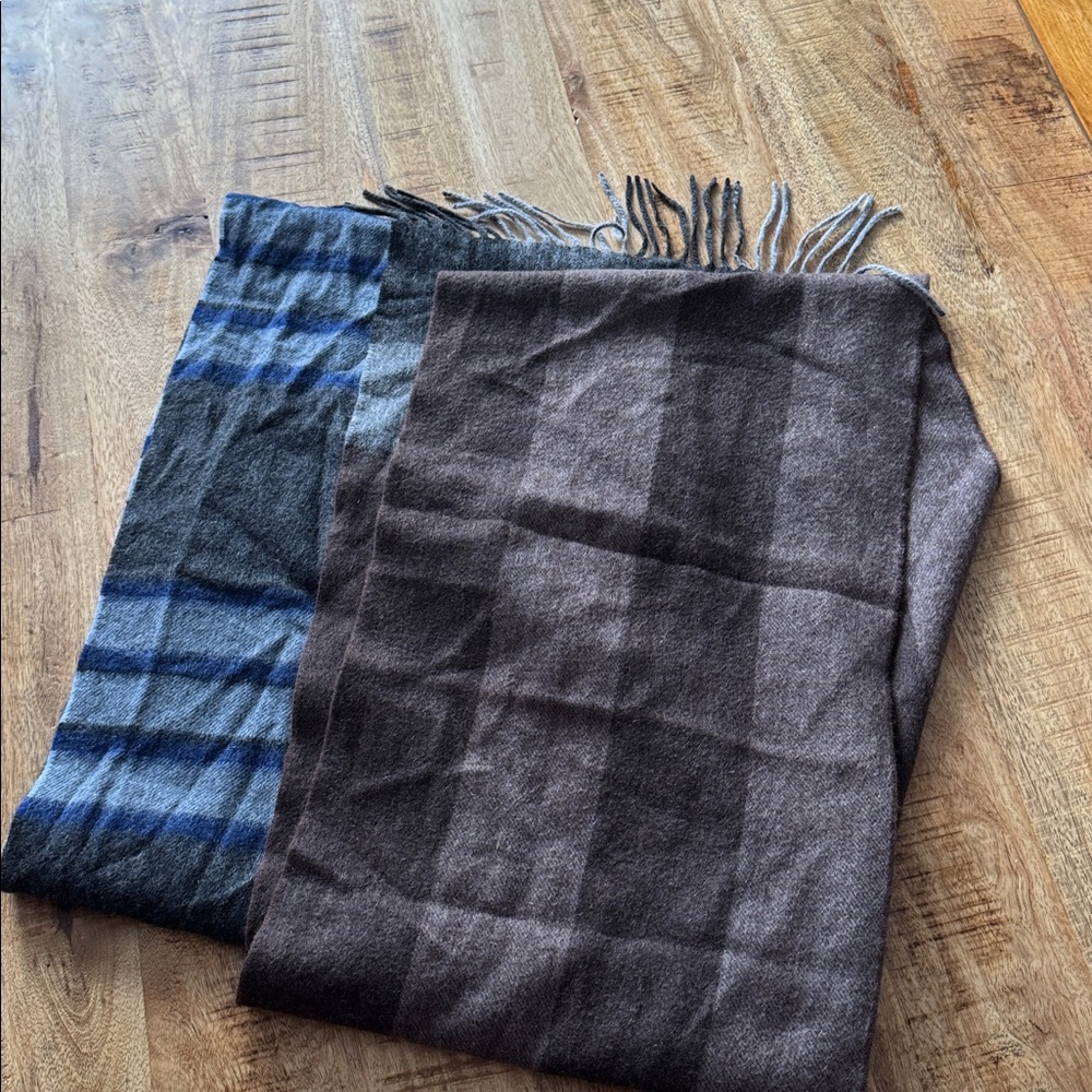 Macy’s Macys Men's brown blue gray 100% cashmere scarf 64 inch long NEW NWT
